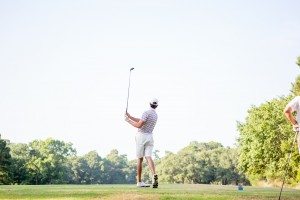 Golfer looking at horizon